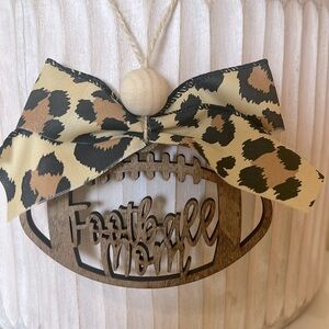 Cheetah Football Mom Car Rearview Mirror Charm Ornament